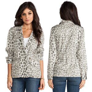 Lily Aldridge for Velvet Aziya Leopard Army Utility Jacket Womens M Fall Casual
